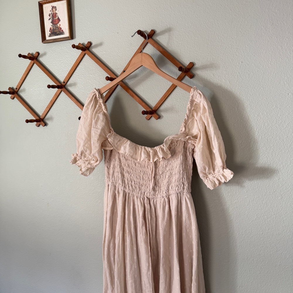 Square neck midi dress in cream